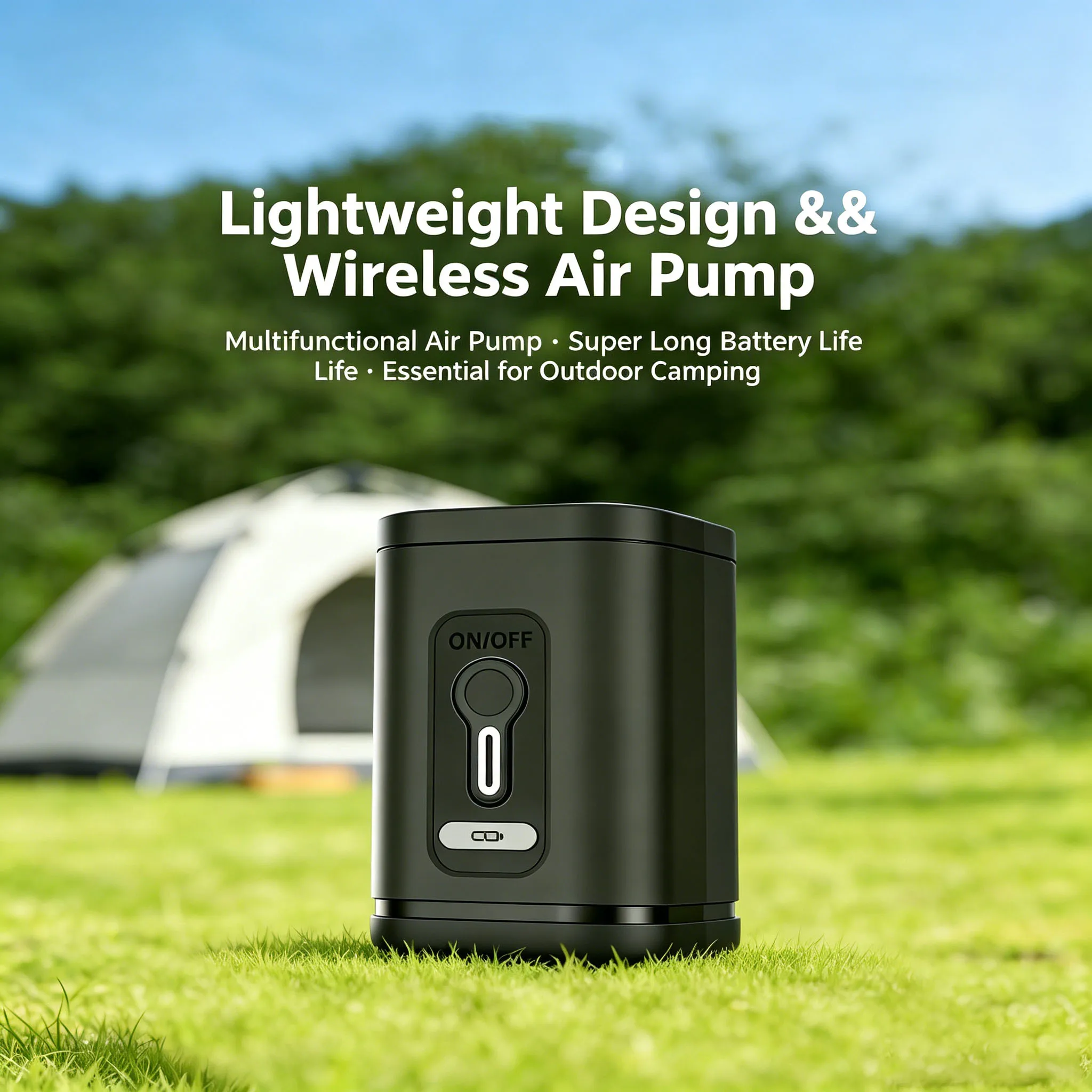 USB Rechargeable Portable Air Pump 2-in-1 Inflator & Deflator Mini Electric Air Pump With 5 Nozzles 1200mAh Cordless Air Pump