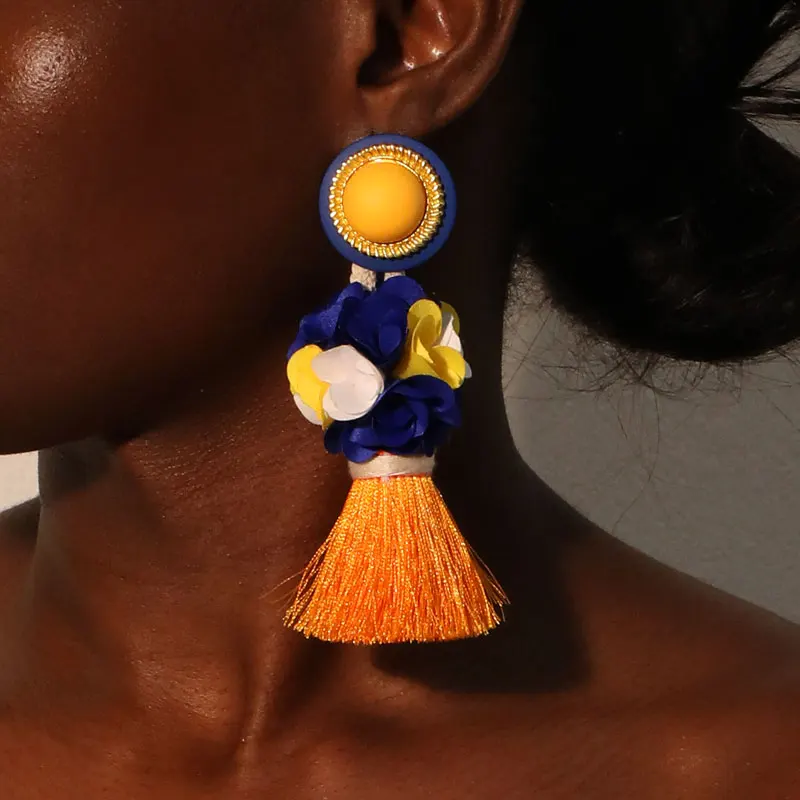 

Серьги с цветочными кисточками для женщин и девочек, модные украшения для свадебной вечеринки