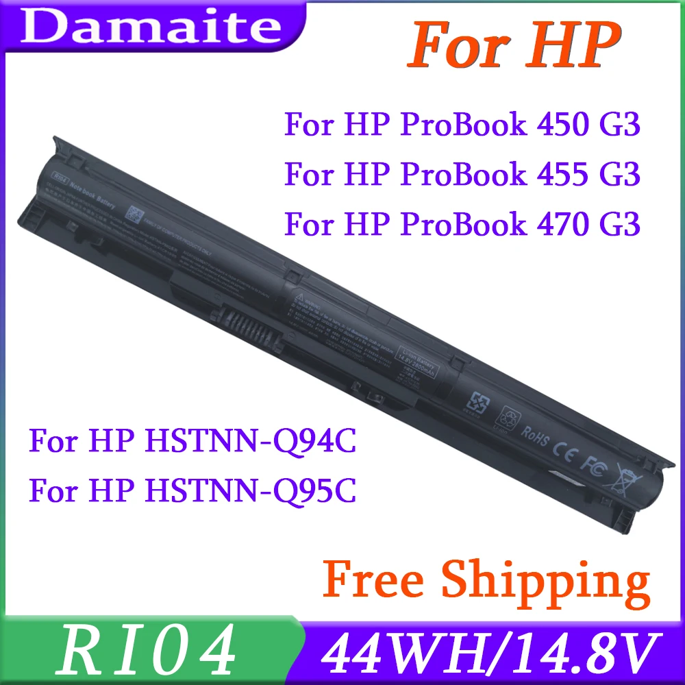 

RI04 R104 Laptop Battery For HP ProBook 450 455 470 G3 G4 805294-001 805047-851 HSTNN-Q94C P3G15AA HSTNN-DB7B HSTNN-Q95 HSTNN-PB