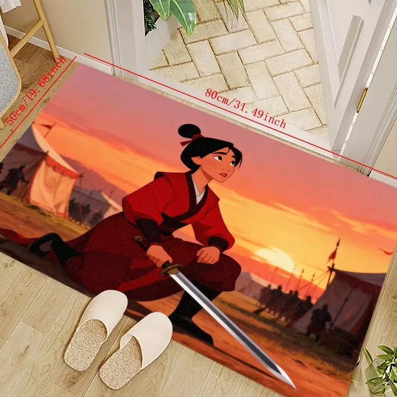

1 шт. коврик с персонажем Мулан для входа в дом, стильный ковер для гостиной и спальни, мягкий напольный коврик из ПВХ для детей, нет