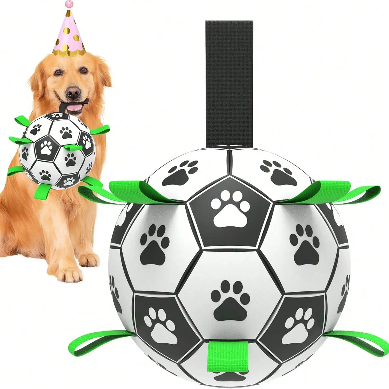 Pet Dog Toy Built-in Webbing Football Interactive Dog Toy Indoor Outdoor Dog Toy Regular Dog Football
