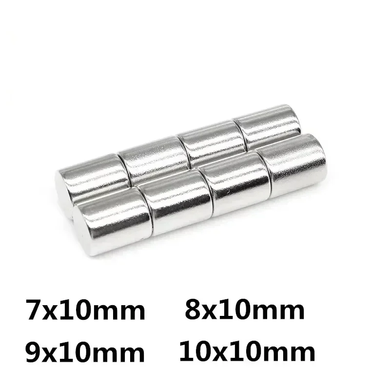 10/20/50/100PCS Strong Round Neodymium Magnets NdFeB N35 Super Power Cylinder DIY 7x10 8x10 9x10 10x10mm Magnetic Magnet