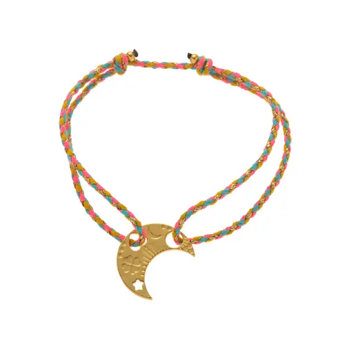 New niche retro style bracelet with moon heart and four leaf clover plated 18k color preserving stainless steel bracelet rope - Image 9