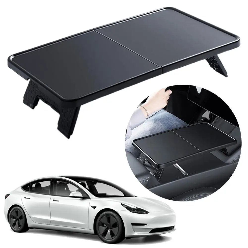 For Tesla Y Folding central control small table board Accessories Interior ABS +Silicone Tray Decor Table Trim Food W9O0