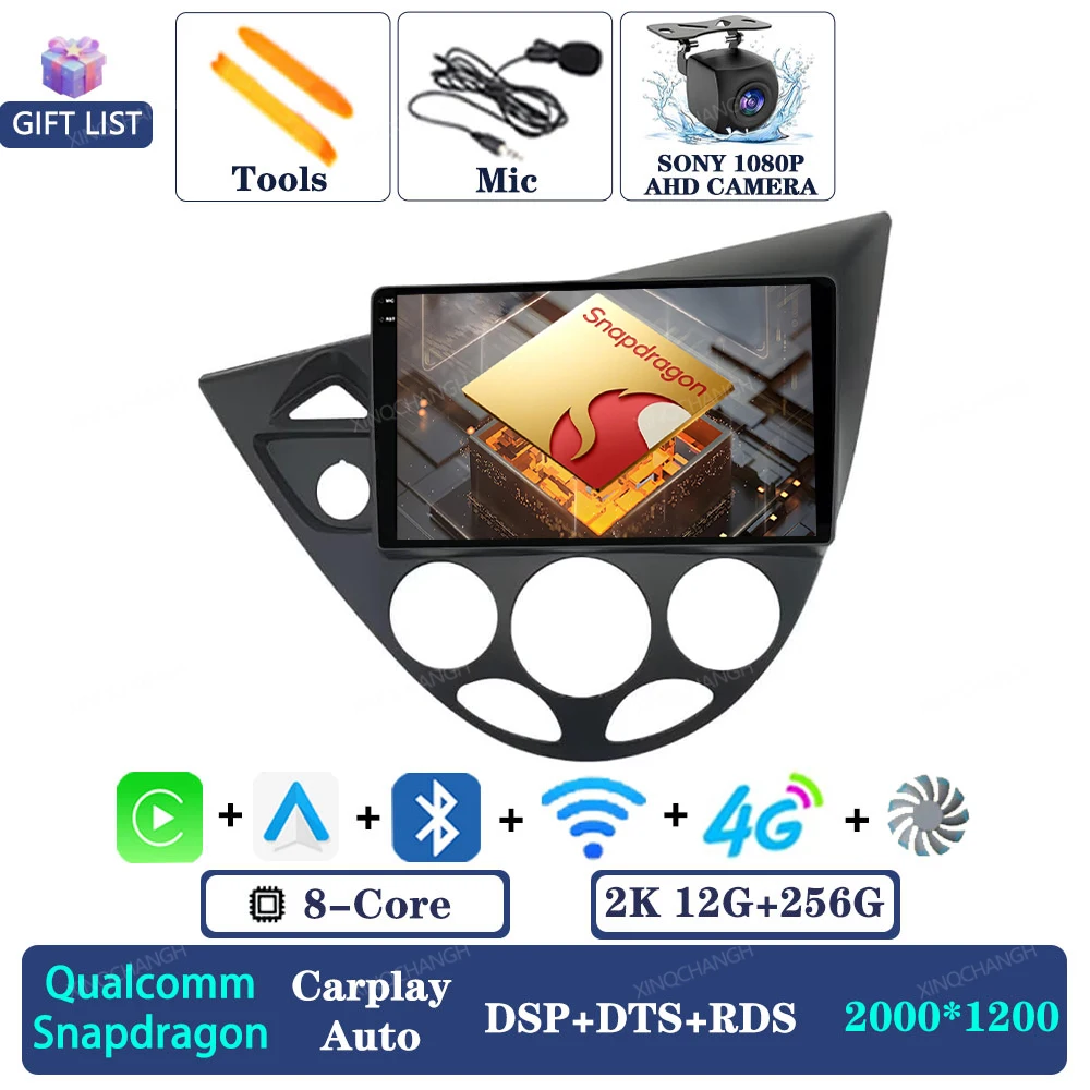 Android 16 autoradio voor Ford Fiesta 1995 - 2001 Focus MK1 1998 - 2004 Navigatie 2DIN Qualcomm QLED Head Unit GPS Carplay Auto