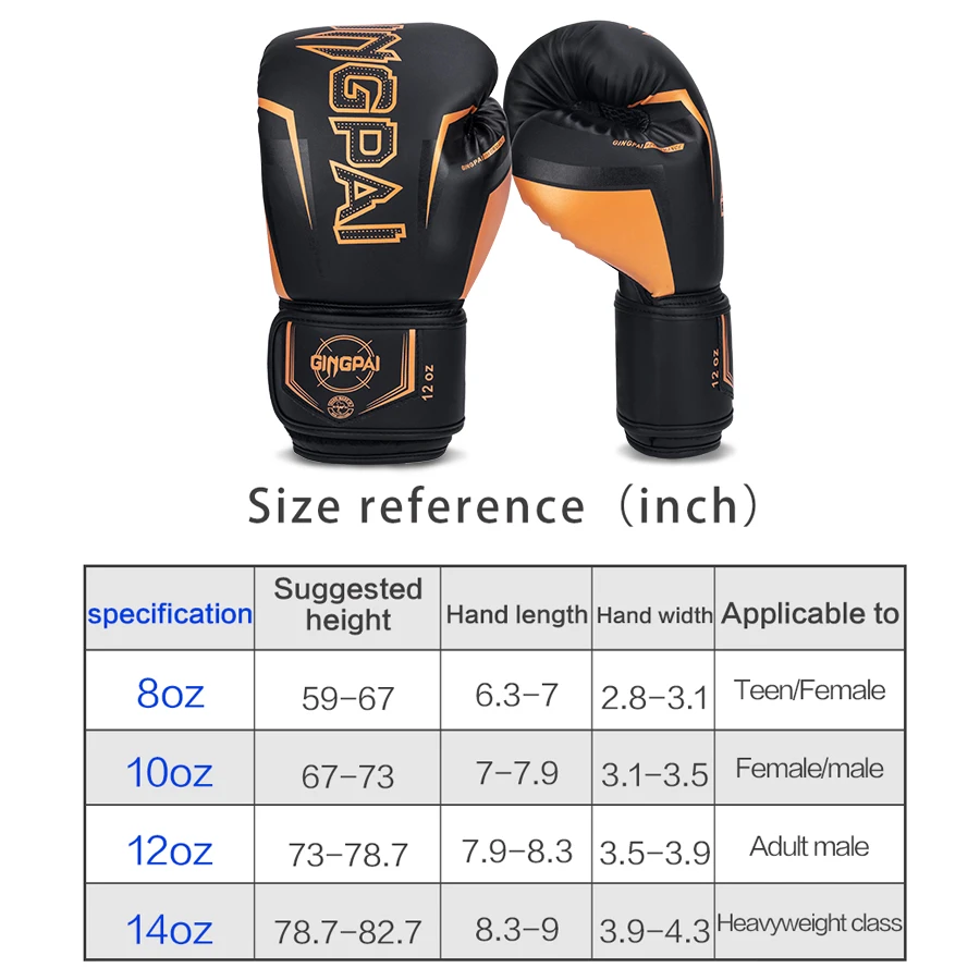 8 10 12 14oz Muay Thai Boxing Gloves For Men Women PU Leather Training Glove for Fighting Kickboxing Mixed Martial Arts