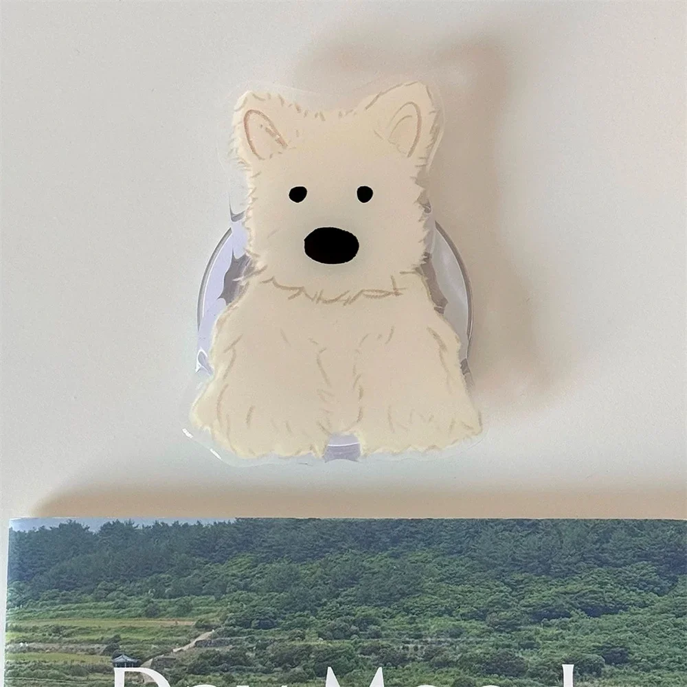 Aperto do telefone magnético Griptok, Ins coreano bonito cão suporte, suporte de carregamento sem fio, Magsafe, Top Stand para iPhone, West Heights