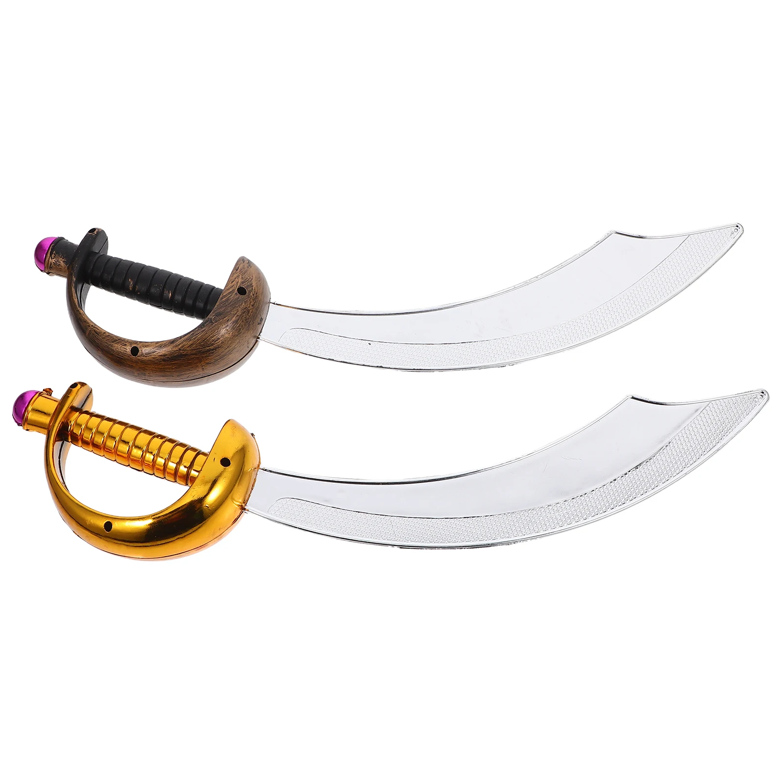 

2pcs Pirate For Kids Curved Plastic Sword Pirate Costume Accessory Halloween Sword Props Kids Role-Playing Plaything Cosplay