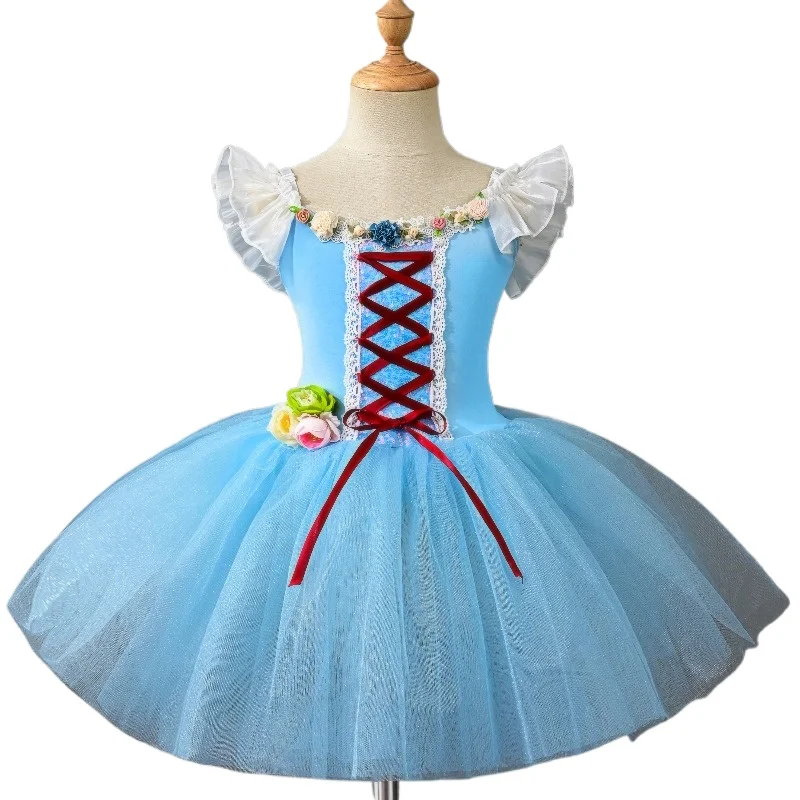 Tutù per bambini Abito lungo da prestazione Lago dei cigni Tutu con bretelle professionale Gonna da ballo Cygnet per ragazze Gonna da balletto in costume da ballo