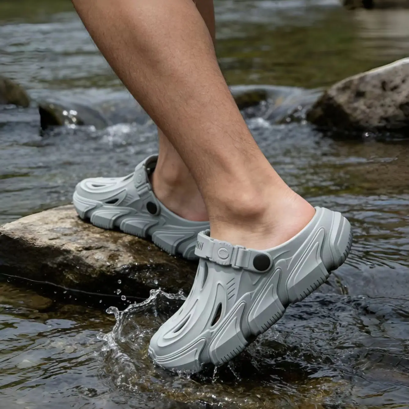Men's New Spring and Summer Style Mecha-Style Eva Comfortable Casual Soft Thick-Soled Simple Indoor Home Outdoor Vacation Versatile Clogs