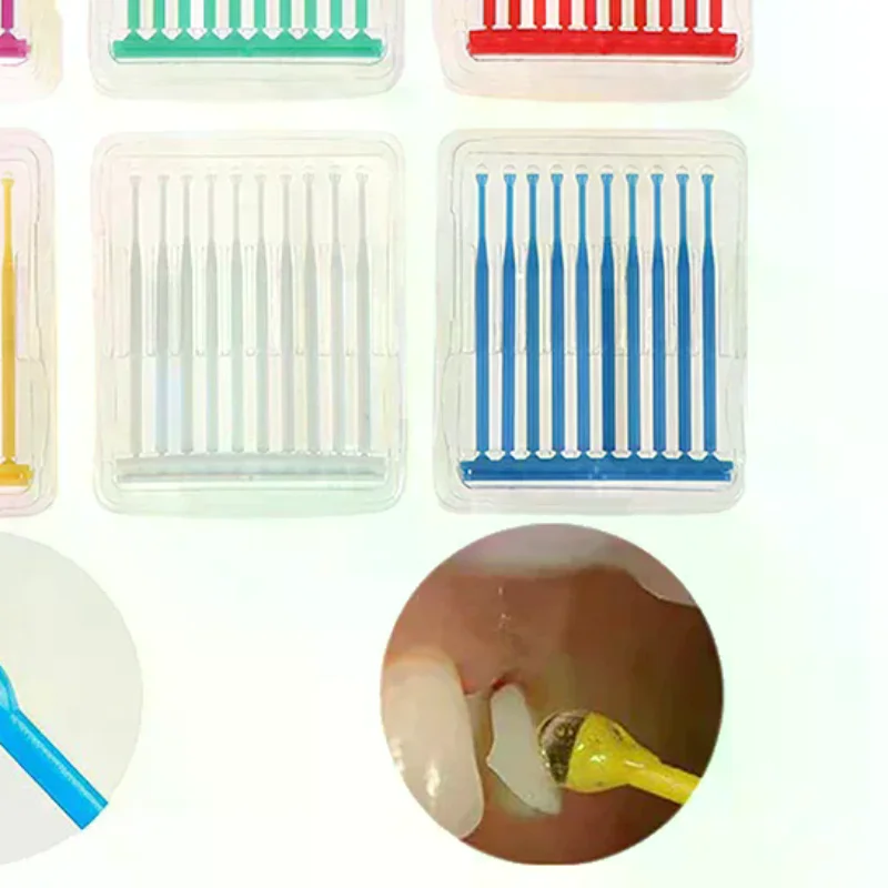 10Pcs/Box Dental Disposable Micro Applicator Brush Stick Adhesive Tip Applicator For Tooth Crown Porcelain Veneer Dentistry