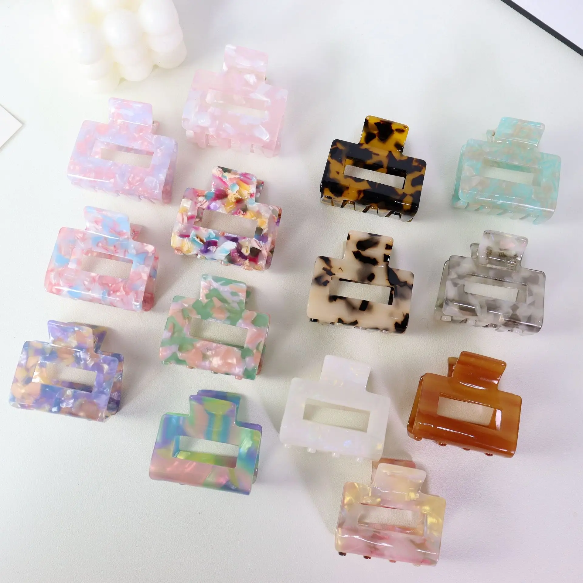 

Muweordy 5cm Hollow Square Hair Claw Acetate Claw Clips Fashion Simple Classic Shark Clip Hair Accessories for Women Girls