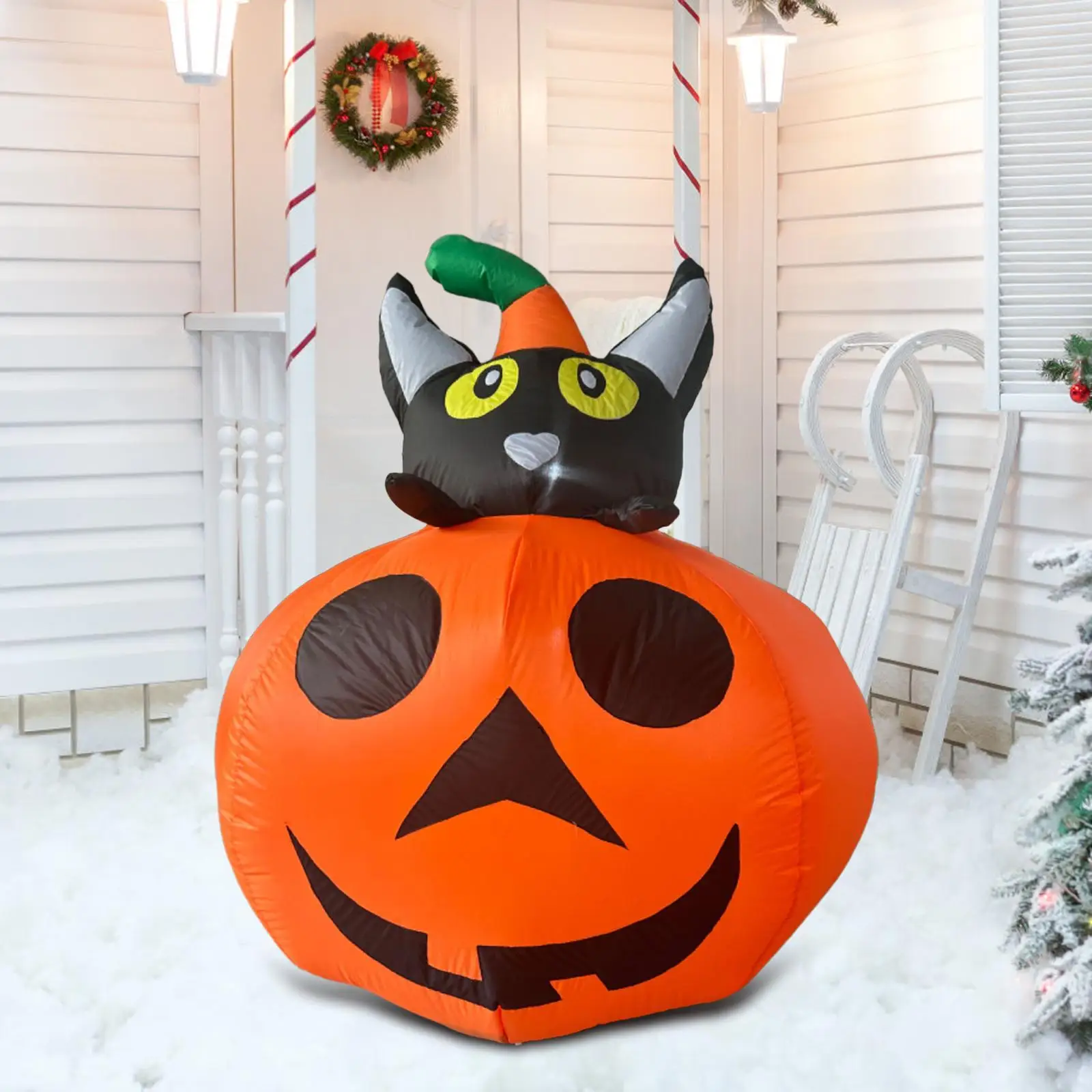 

Halloween Inflatable Outdoor Decoration Party Birthday Gift Home Yard Ornament Pumpkin Cat Built in LED Light for Holiday Patio