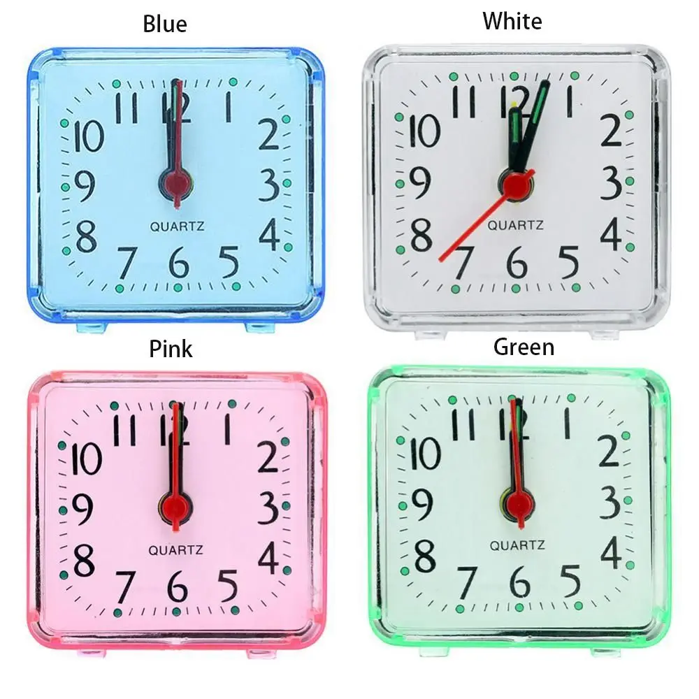 Beep Clocks Mini Table Mute Clock Square Jelly Color Creative Alarm Clock Small Bed Compact Travel Children Student Desk Bedroom