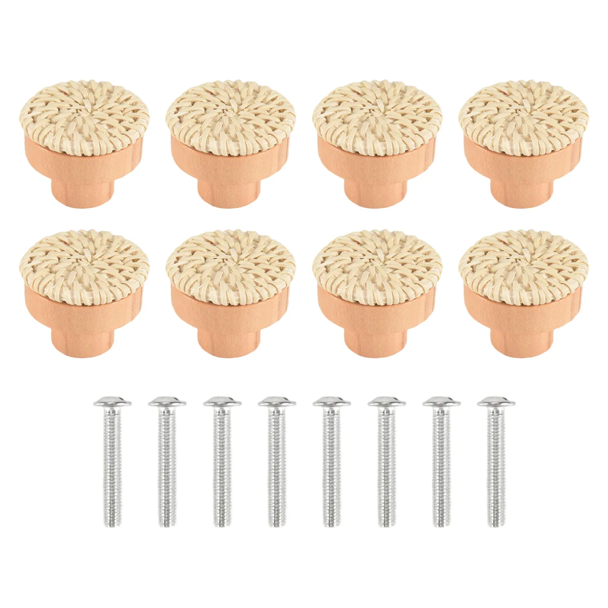 Boho Rattan Dresser Knobs 8PCS Boho Rattan Dresser Knobs Wood Drawer Knobs Handmade Woven Wicker Knobs Pull Handle for Cabinet H