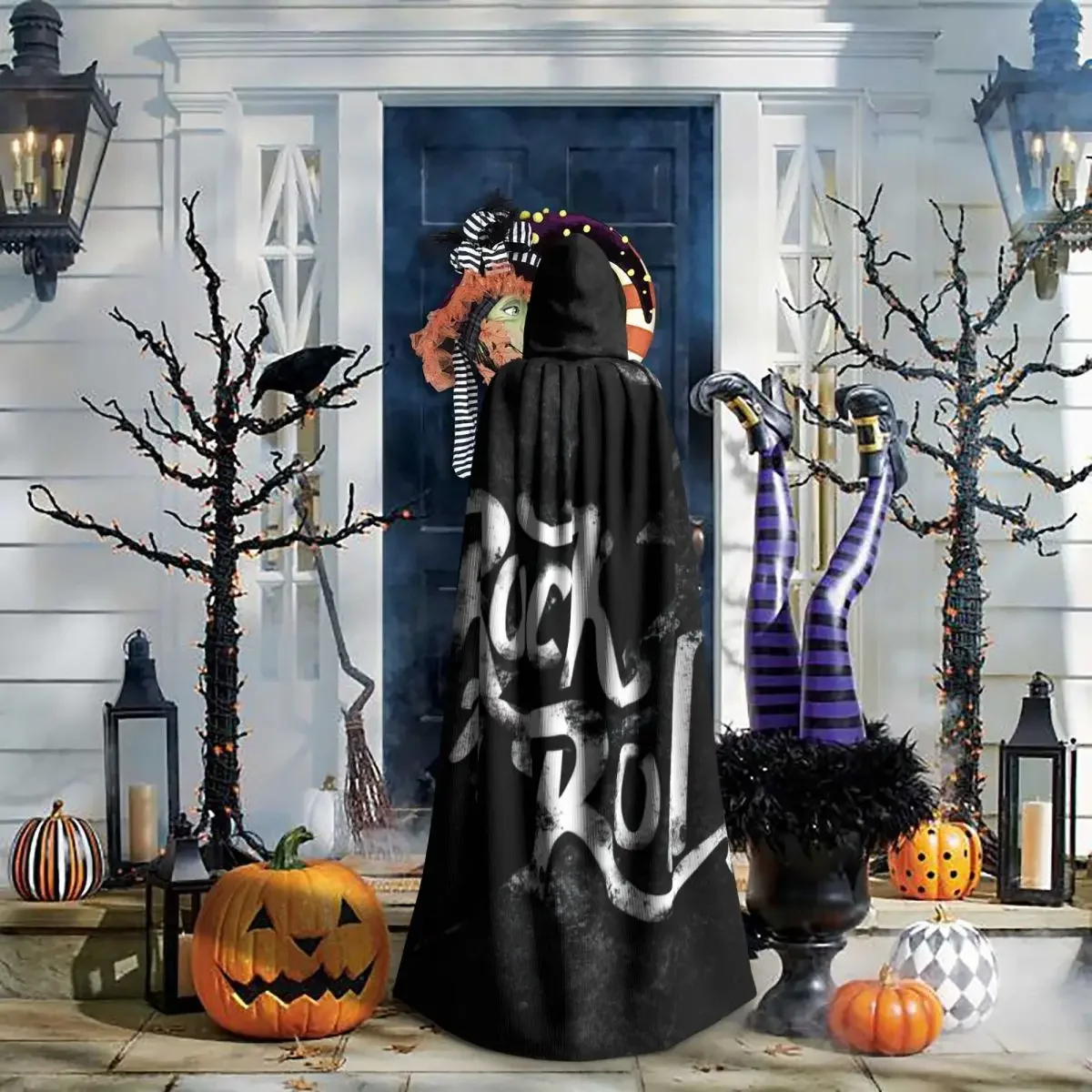 Heavy  Rock Hooded Cloak Halloween Party Cosplay Woman Men Adult Long Witchcraft Robe Hood