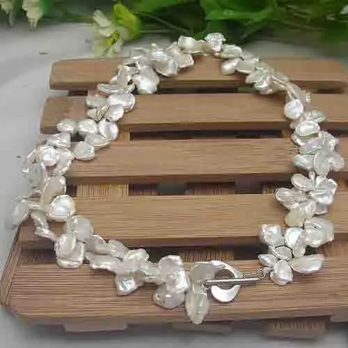 Wholesale Wedding Pearl Necklace Scarce White Small Pieces Reborn Keshi Real Pearl Necklace Handmade Fashion Jewelry Lady Gift