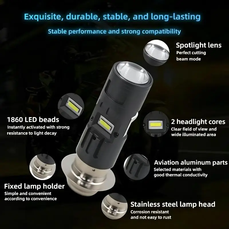 1Pcs CSP Moto LED H4 BA20D P15D Motorcycle Headlight Bulb Super Bright 1450LM Motos Accessories High Lo Beam Fog Light 12V