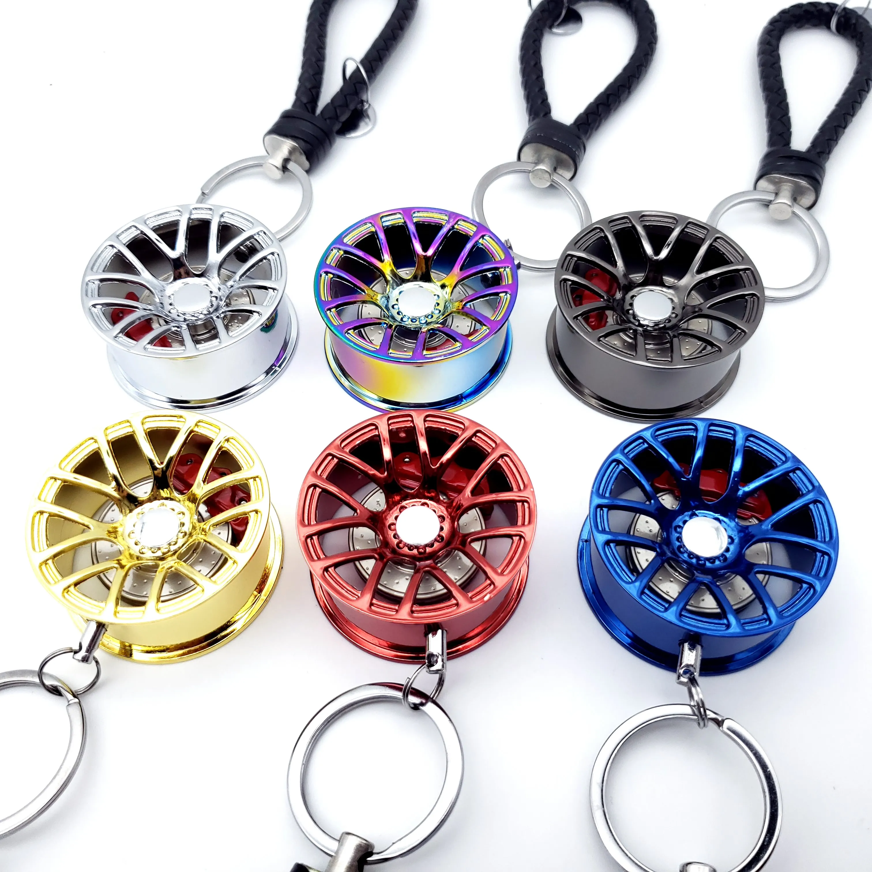 

Car Wheel Rims Keychain Car Tuning Parts Car Wheel Hub Keyring Zinc Alloy Key Chain Wheel Rim With Brake Discs Car Key Pendant