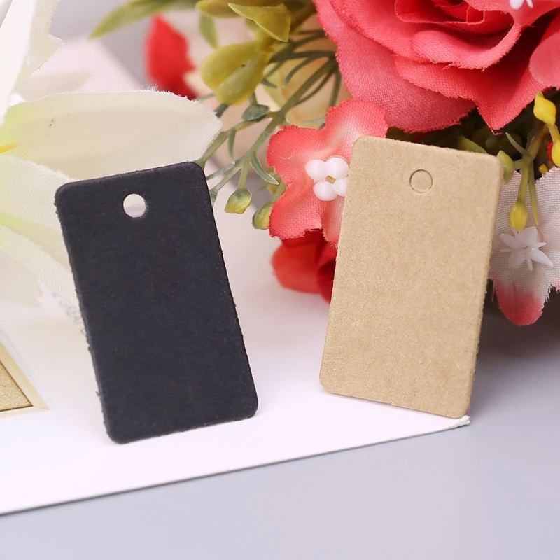 100pcs Kraft Paper Gift Cards Hang Tags Jewelry Labels Tag Craft Decor 2x3.3cm