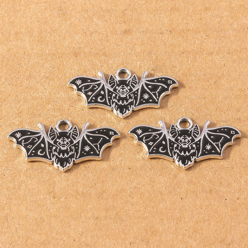 10Pcs Metal Bat Charms Halloween Skull Pumpkin Charm Pendants for Making Necklace Bracelet Handmade DIY Jewelry Findings