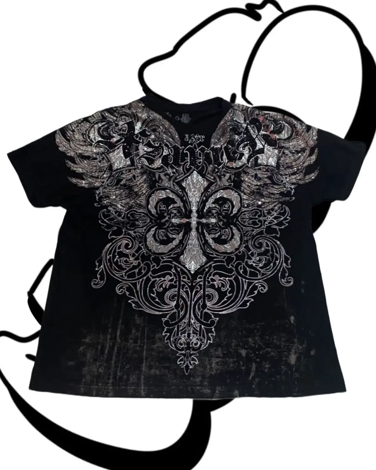 

Xzavier Y2K T-Shirt Harajuku Gothic Streetwear Oversized Tee Vintage Distressed Graphic Top Cyberpunk Subculture Men Clothing