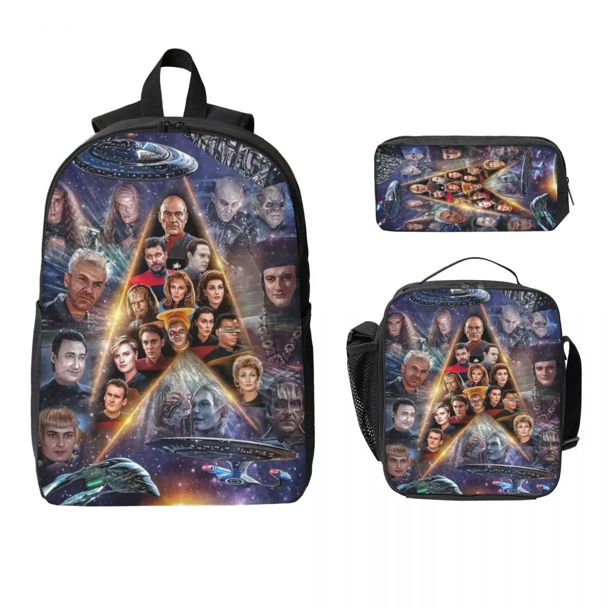 3Pcs Stars Treks merch Backpack Set for Girls Boys Pen Bags Bookbag Sets with Lunch Box For School Students Daypack