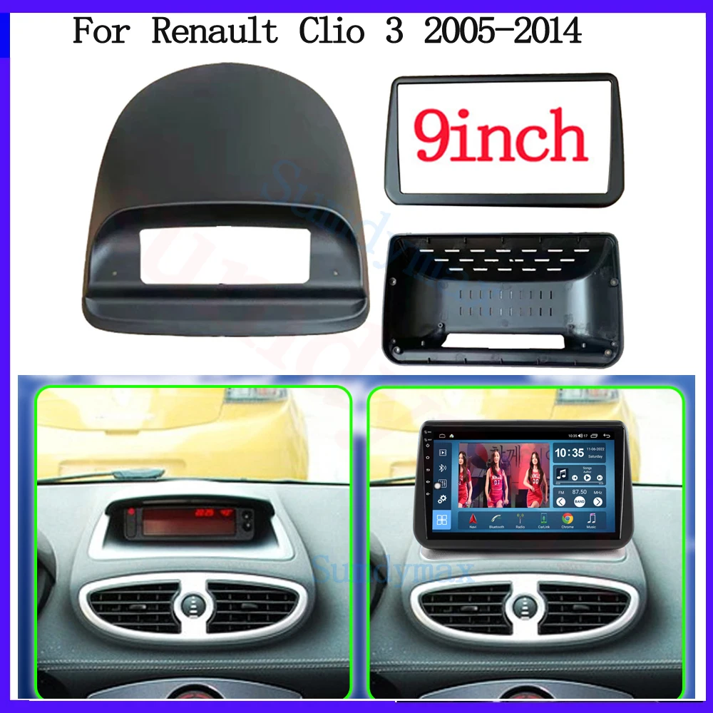 9inch 2 din Car dvd gps Fascias Frame For Renault Clio 3 2005-2014 Android Radio Big Screen Dask Kit Fascia Frame