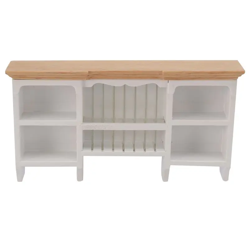 

ABWE-1/12 Dollhouse Miniature Furniture Wall Hanging Cabinet Wooden Storage Shelf For Dollhouse Dining Room