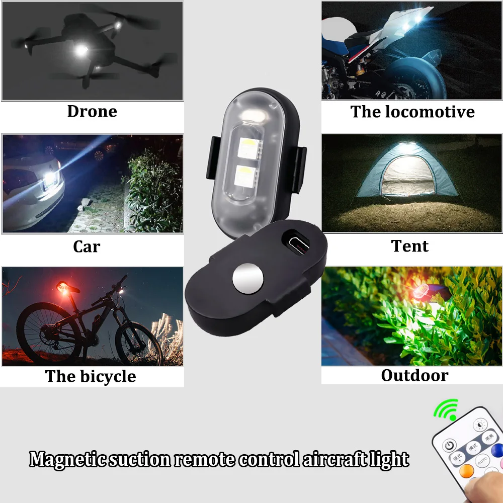 2Pc Magnetic Car Light, USB Rechargeable Car Light with Remote Control, Multi-functional LED Light for Car Motorcycle Decor