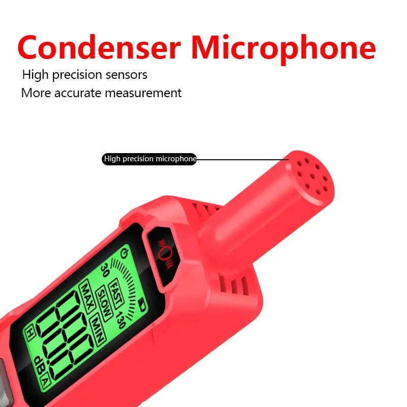 Misuratore di livello sonoro portatile digitale Strumento di misurazione del rumore DB Metro 30~130dB Dispositivo di misurazione audio per monitor ambientale