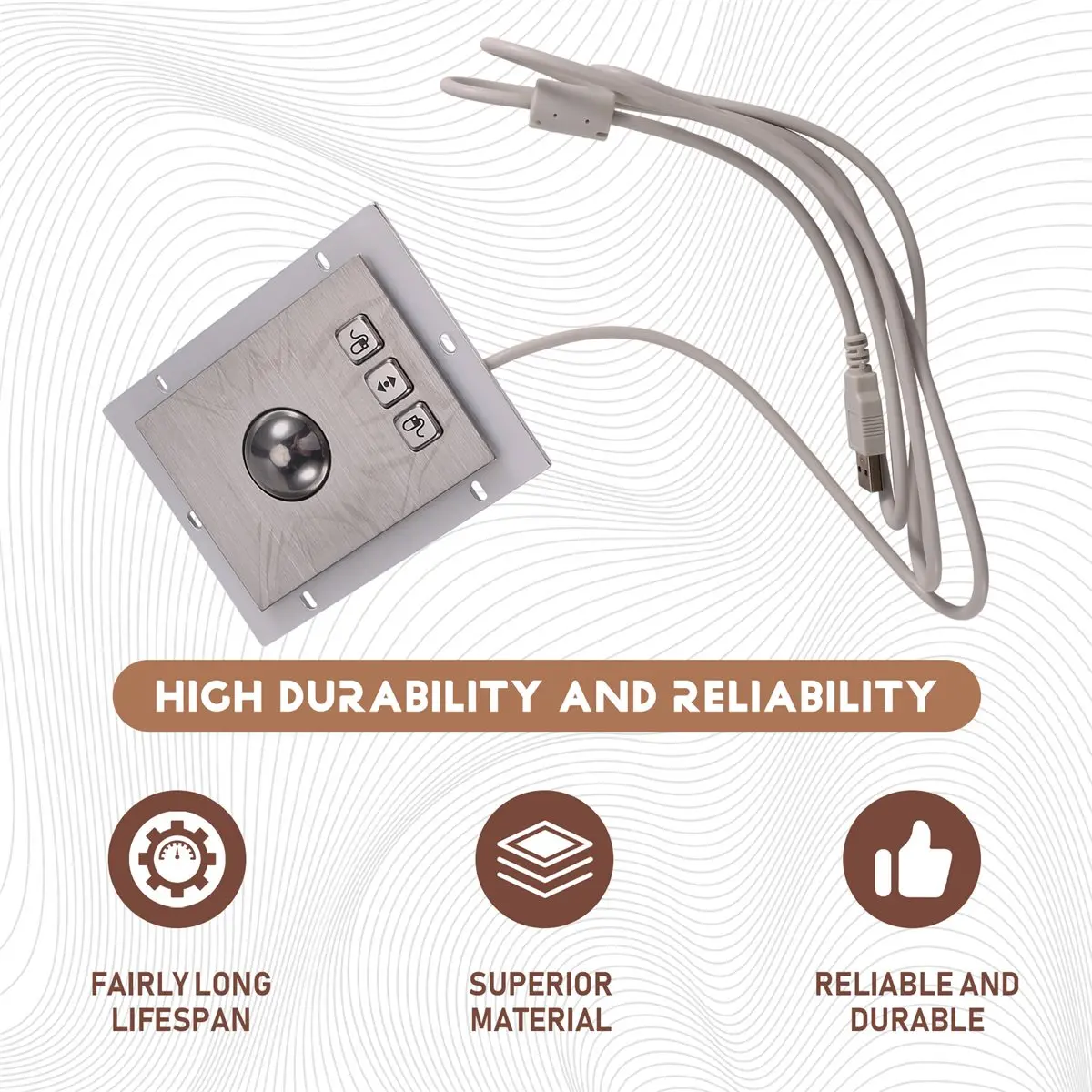 giftnew Metal Trackball with Stainless Steel Material Panel Mount 38mm Industrial Mouse Buttons Explosion-Proof Track Ball, USB