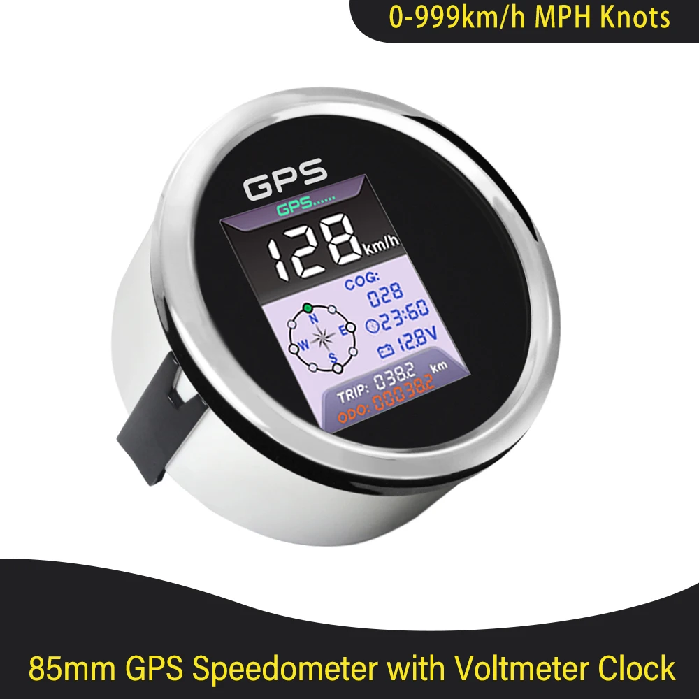 Waterproof Marine Car 85mm 3 In 1 Multifunctional Gauge  GPS Speedometer with Clock Voltmeter and Alarm 9-32V