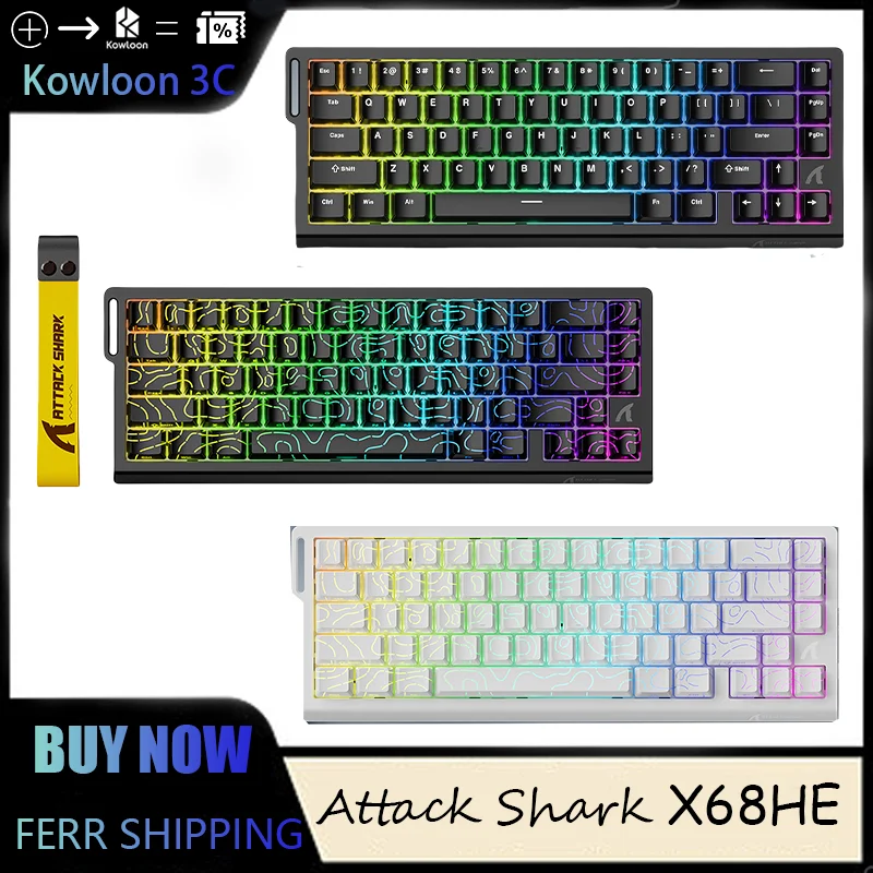 Attack Shark X68HE Magnetic Keyboard Mechanical Topo Wired RGB Gaming 8KHz RT Topographic Keycaps 0.125Ms HIFI 8000HZ 0.125Ms