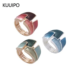 Fashion Drip Oil Geometric Gold Color Rings for Women Accessories Trendy Elastic Adjustable Ring Party Prom Jewelry Gift