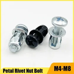 M4 M5 M6 M8 Petal Shape Metal Rivet Nut Expansion Clamp Panel License Plate Lock Fixing Screw Bolt Kit Molly Jack Nuts Rivetnut