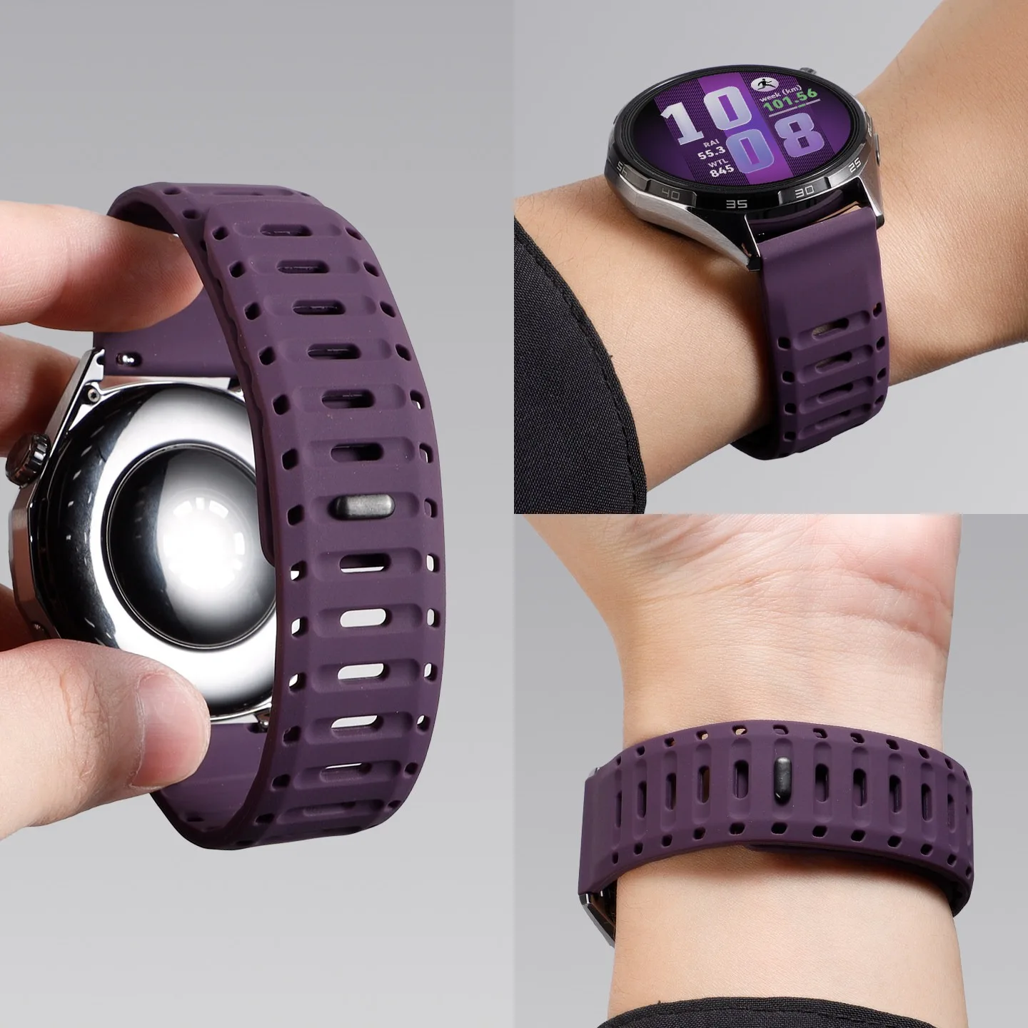 22mm Magnetic Silicone Strap for Xiaomi 5-S5/S4 Sport/S4-3-2 Breathable Bracelet Band for Huawei 5/GT6/5/4 Pro 46mm/GT Runner 2
