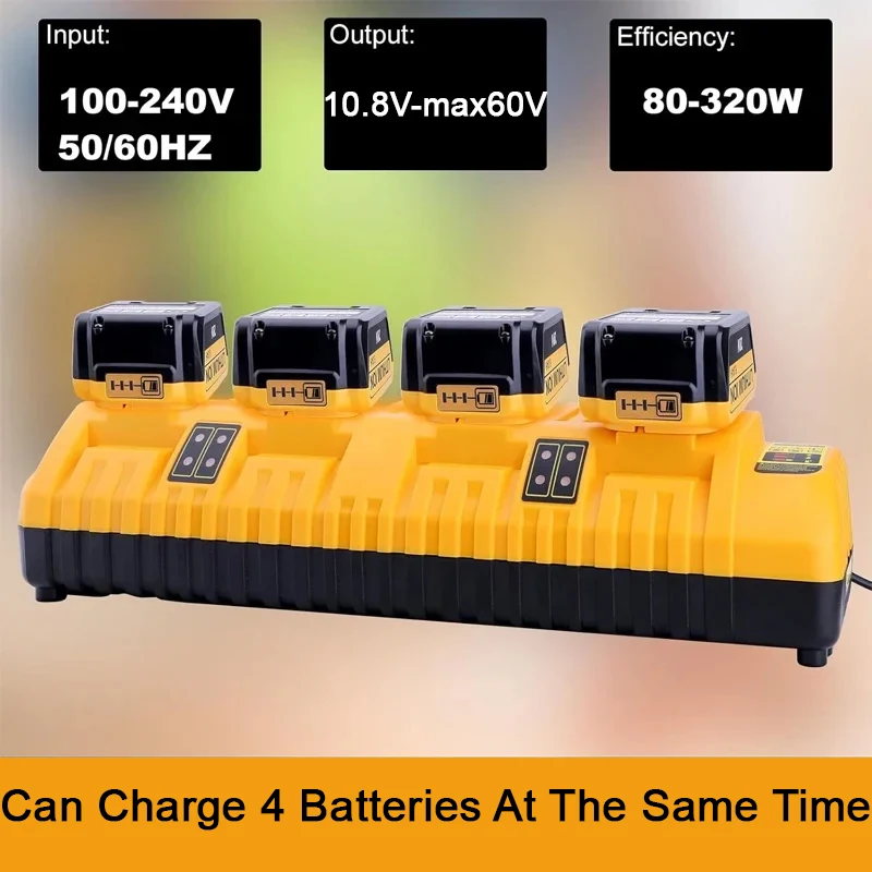 

For Dewalt Battery Charger 10.8V 12V 20V 60V Lithium Batteries 4-Port 3A 320W Fast chargers DCB105 DCB118 DCB112 DCB119 DCB102