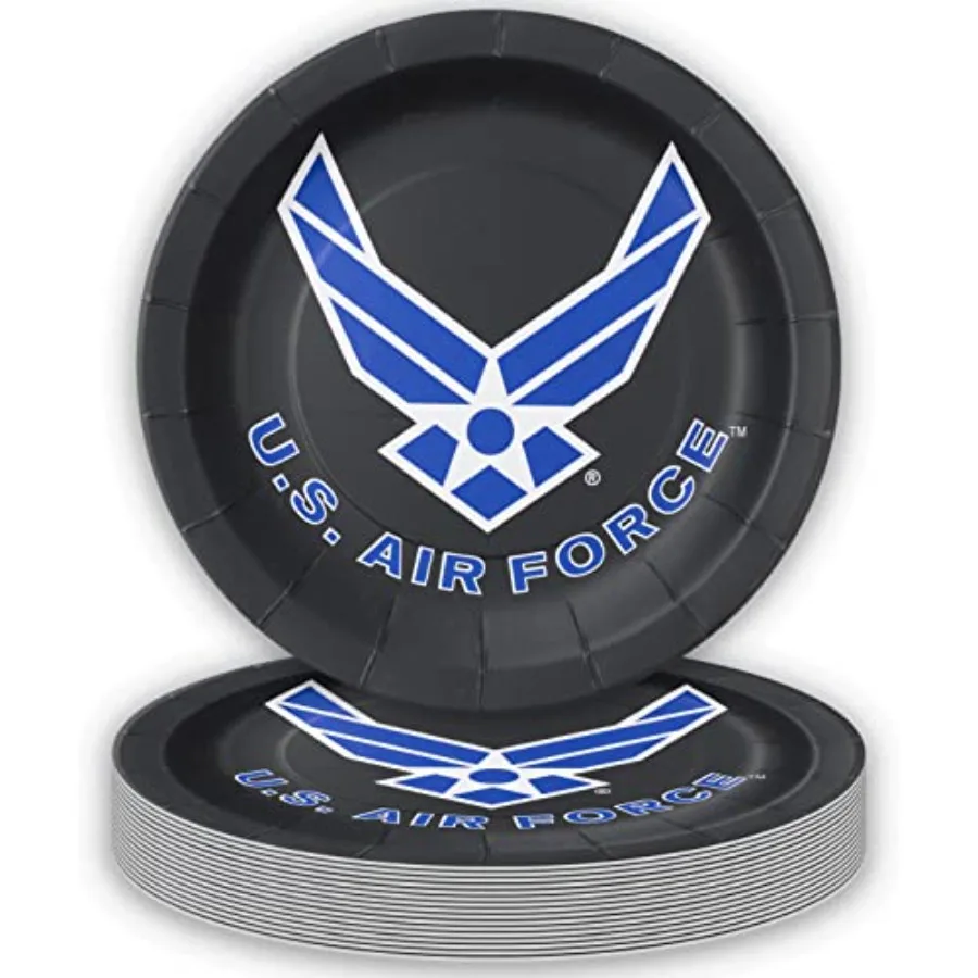 

U.S. Air Force Party Plates 24-pack includes 24 Lg. 9 Round Dinner Plates in Official Licensed Air Force Logo