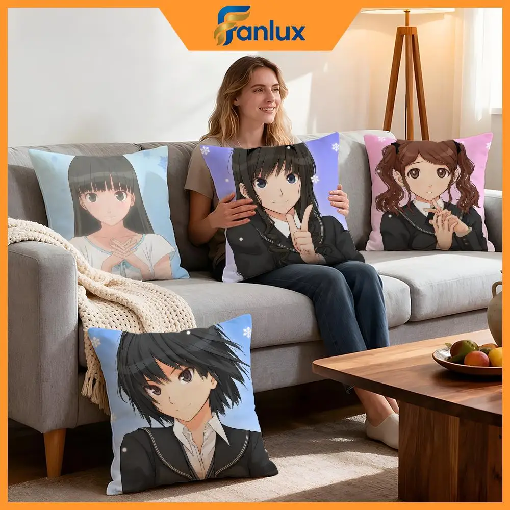SS Plus Amagami SS Plus Cushion Cover 4Pcs Decorative Covers Soft Cushion Case for Sofa Couch Decor 40x40 45x45 Pillowcases