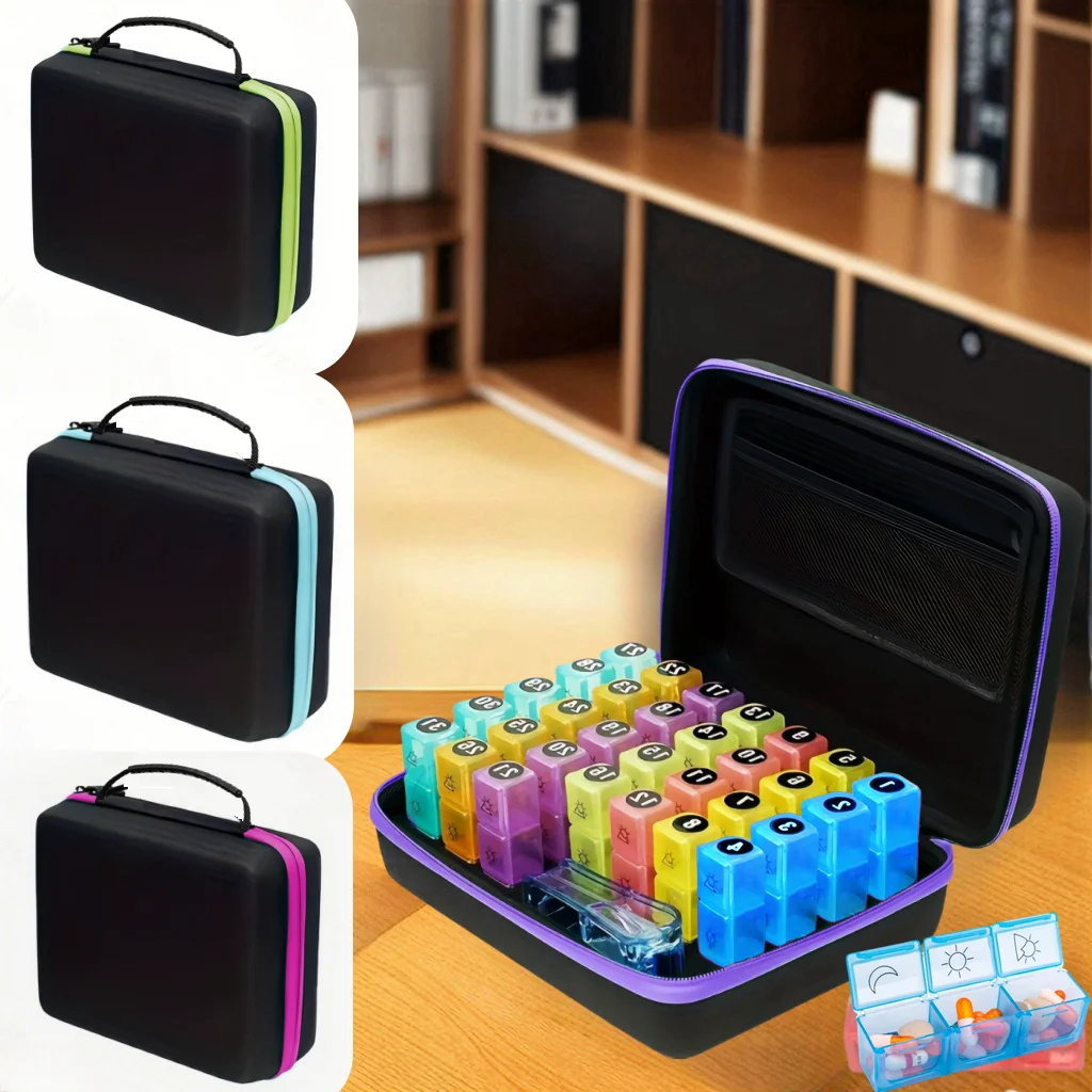 Candy color 1 month Pill storage box Personal pill storage box 3 meals a day Dispenser Pill storage bottle Large capacity storag