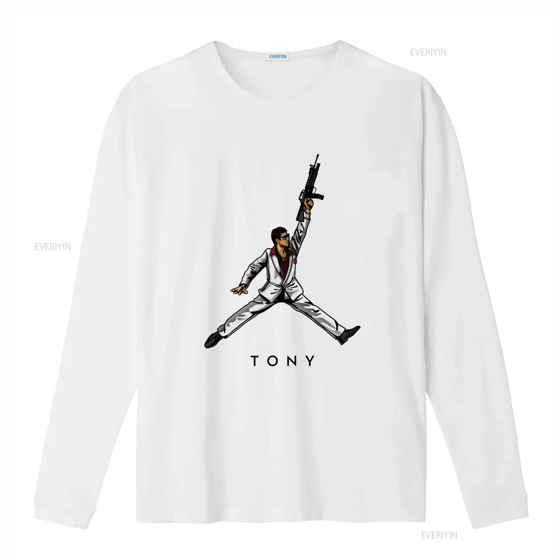 NEW Art Society x SWOD Scarface Tony Montana Jumping White T Shirt Small to 3XLarge Limited Edition vintage Washed Unisex