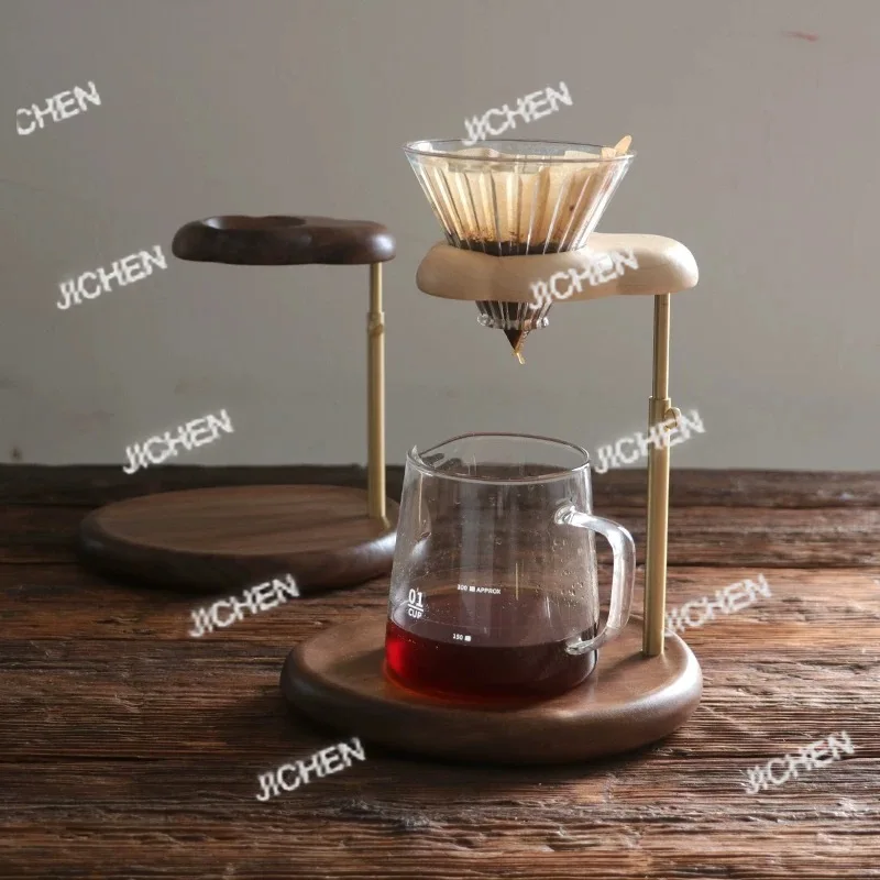 

Walnut Coffee Drip Stand V60 Filter Cup Drip Filter Paper Funnel Adjustable Drip Coffee Appliance