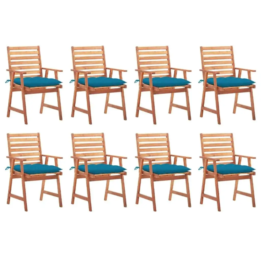 8-Piece Patio Dining Chair Set with Cushions - Durable Solid Acacia Wood