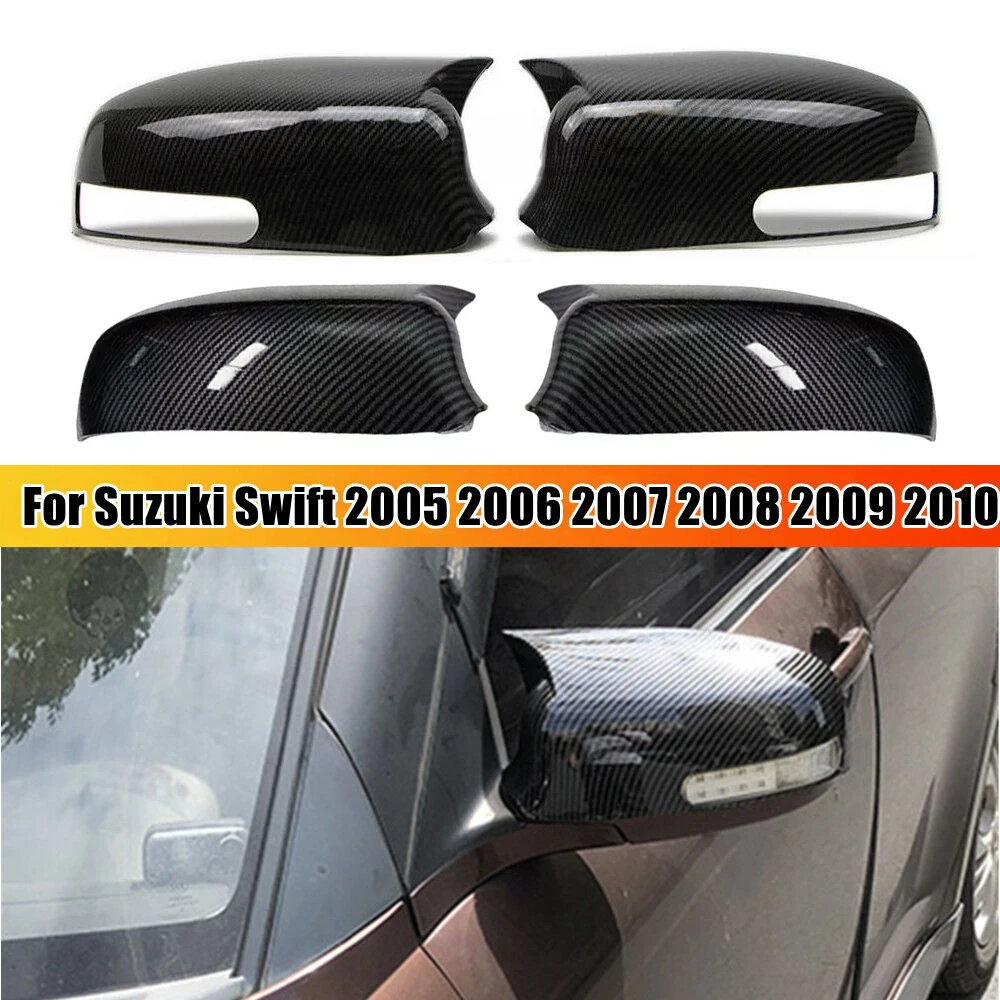 

For Suzuki Swift 2005-2010 Car Sticker Rearview Side Mirror Cover Wing Cap Exterior Door Rear View Case Trim Carbon Fiber Look