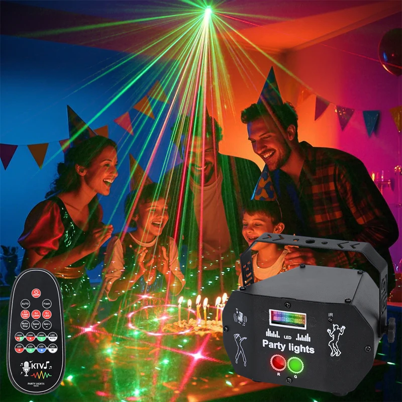 WZSTAR 5 in 1 RGB DJ LED Laser Strobe Light Voice Control Laser Show System for Party Club Dance Floor Moving Head Stage Lights