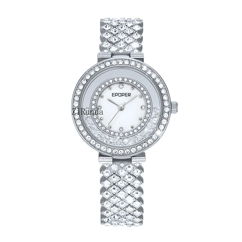 ساعة نسائية ذات قيمة عالية مرصعة بالألماس كاجوال متعددة الاستخدامات وسوار مقاوم للماء