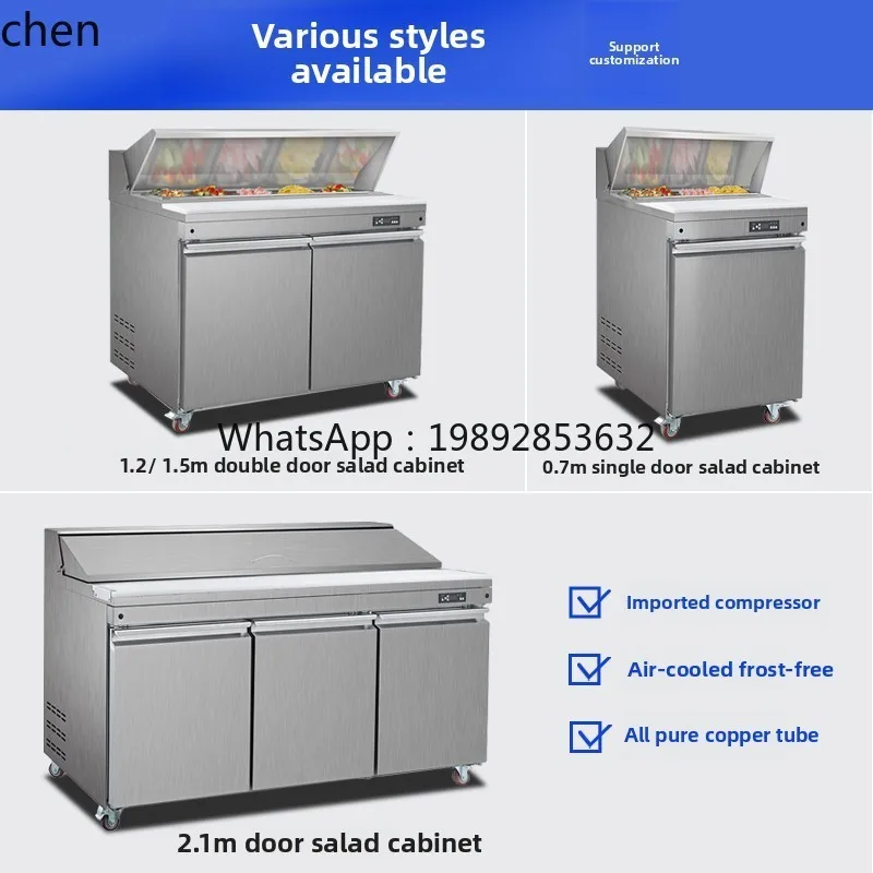 Salad Cabinet Commercial Salad Cabinet Slotted Fruit Fishing Display Refrigerated Fresh-keeping Cabinet