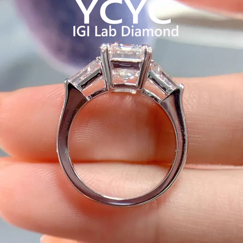 

Lab Grown Diamond 1 2 3 5 Ct Ring Solid18K White Gold Emerald Cut Diamond CVD HPHT DEF VS-VVS Wedding ring
