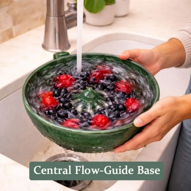 ABUI-Practical Home Kitchen Gadget Berry Swirl Bowl 3D Printed Dynamic Vortex Fruit Cleaning Bowl For Gentle Berry Washing 2Pc